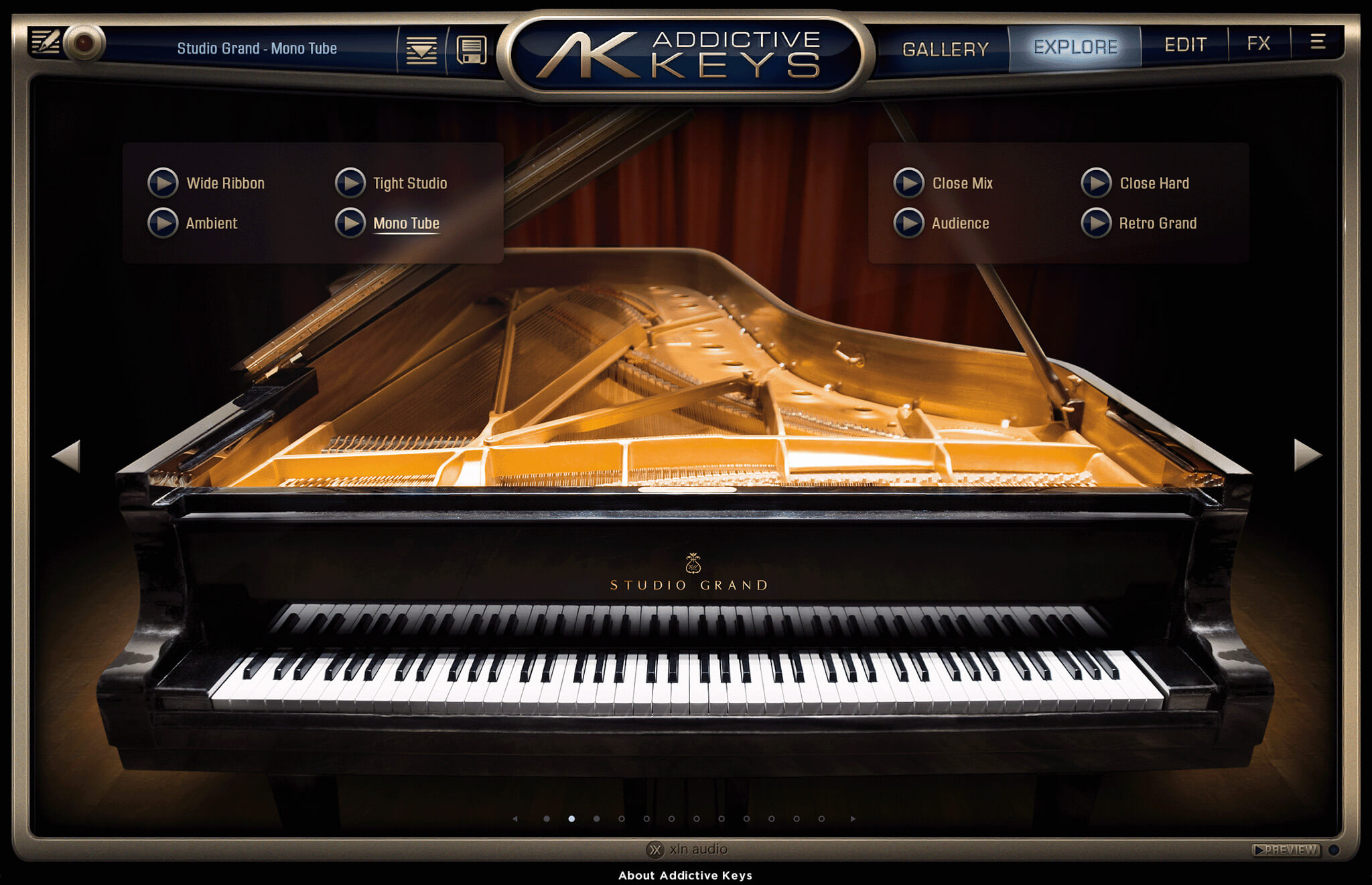 XLN Audio's Addictive Keys piano screen