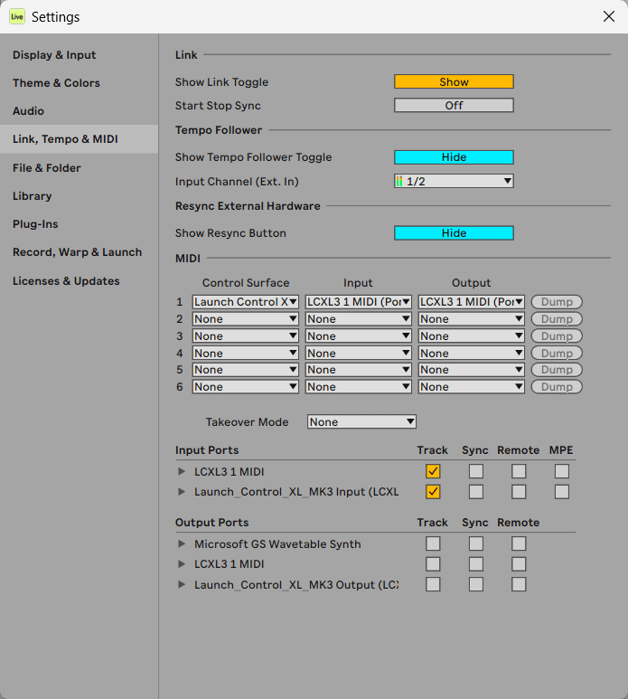 LCXL3_Ableton_Settings_Windows.png