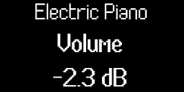 The Launchkey's screen when you move a Track level shows the track name, parameter and dB value.