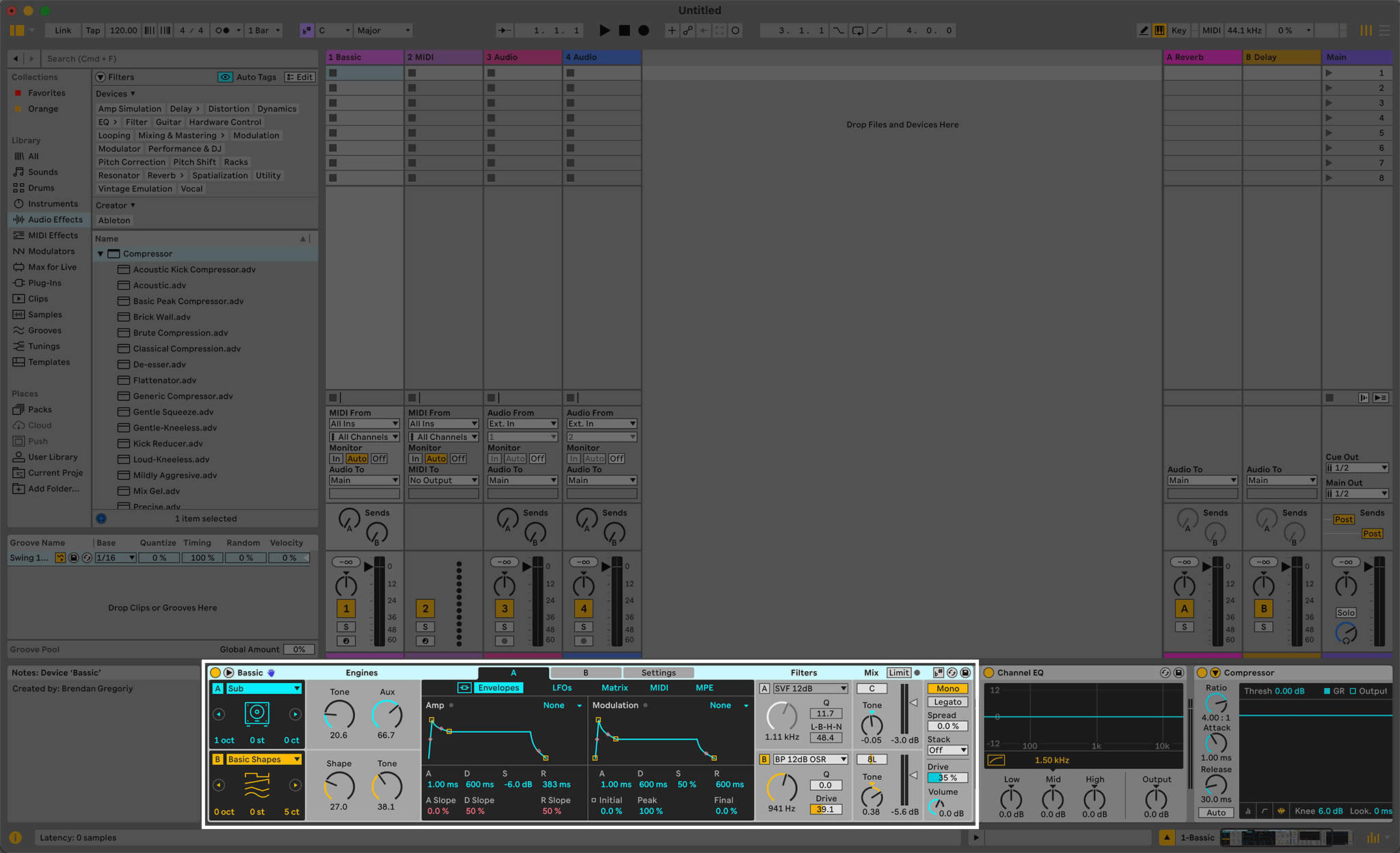 A screenshot of Ableton Live with a Device highlighted.