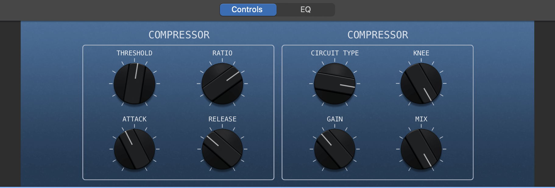 A screenshot of Logic's smart controls for a compressor.