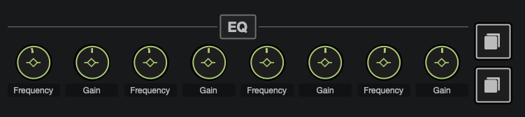 Cubase's quick controls layout for its EQ.