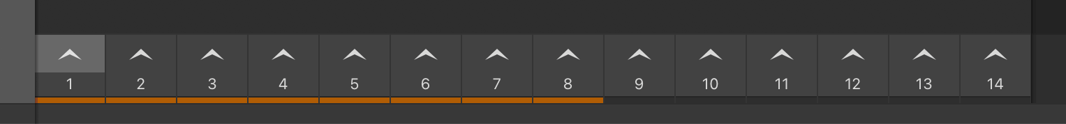 A screenshot of the Scene buttons in Logic Pro's Live Loops mode.
