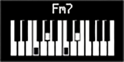 The Launchkey's screen, showing a visual representation of the screen after adding notes to a chord, including the chord name above.