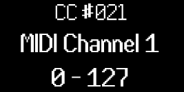 When you move an encoder the screens shows the CC number, MIDI Channel, and range.