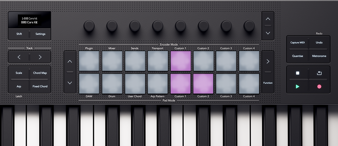 Launchkey's pads reflecting Ableton's drum sequencer.