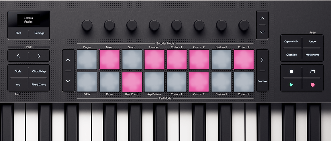 Launchkey's pads reflecting Ableton's melody sequencer.