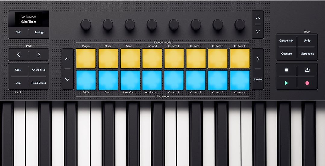 Launchkey's pad colour layout for the Solo/Mute mode.
