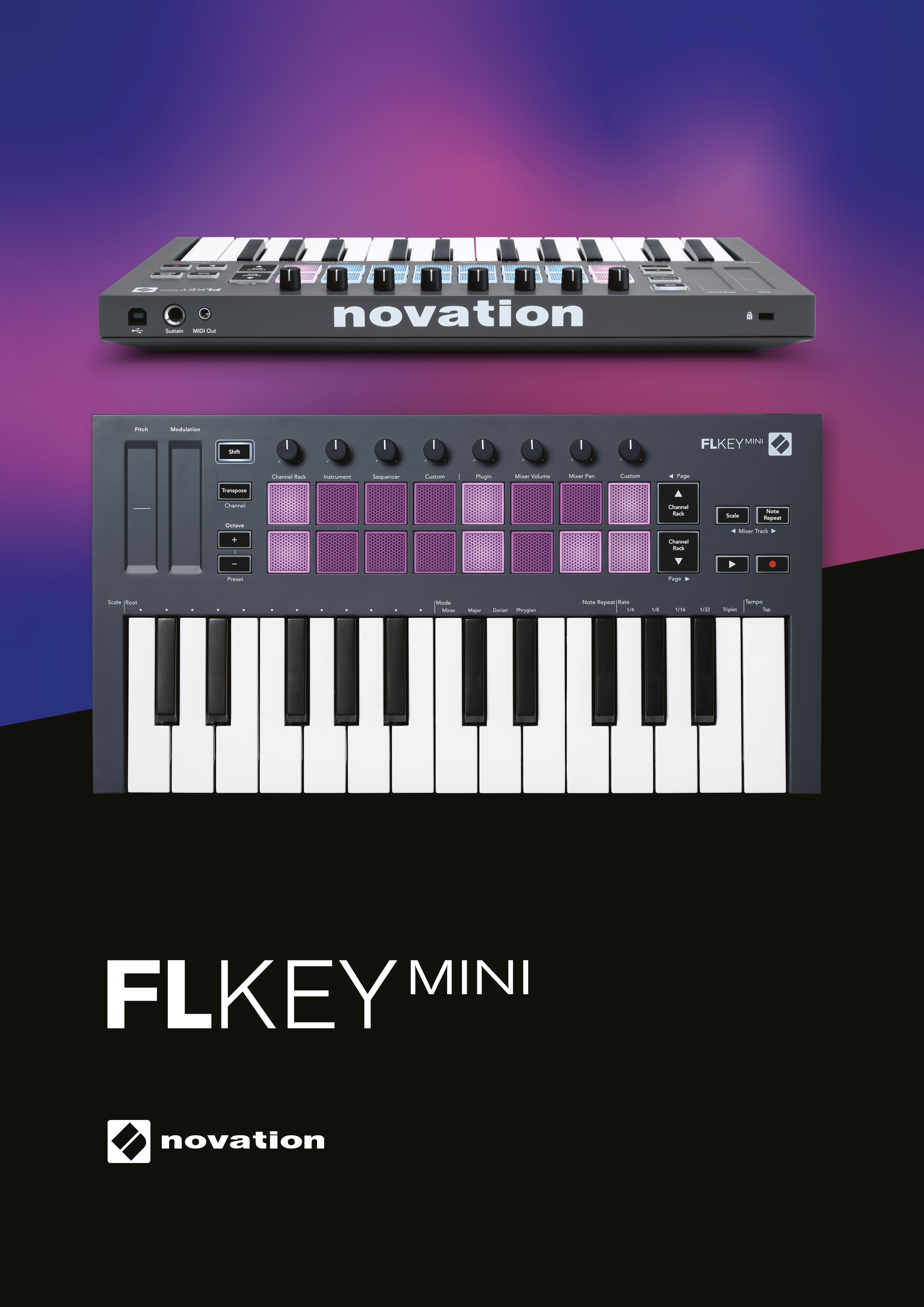 Novation FLKEY Mini MIDIキーボード novation FLKEY mini MIDIキーボード 25鍵盤 ミニ鍵盤 ノベーション