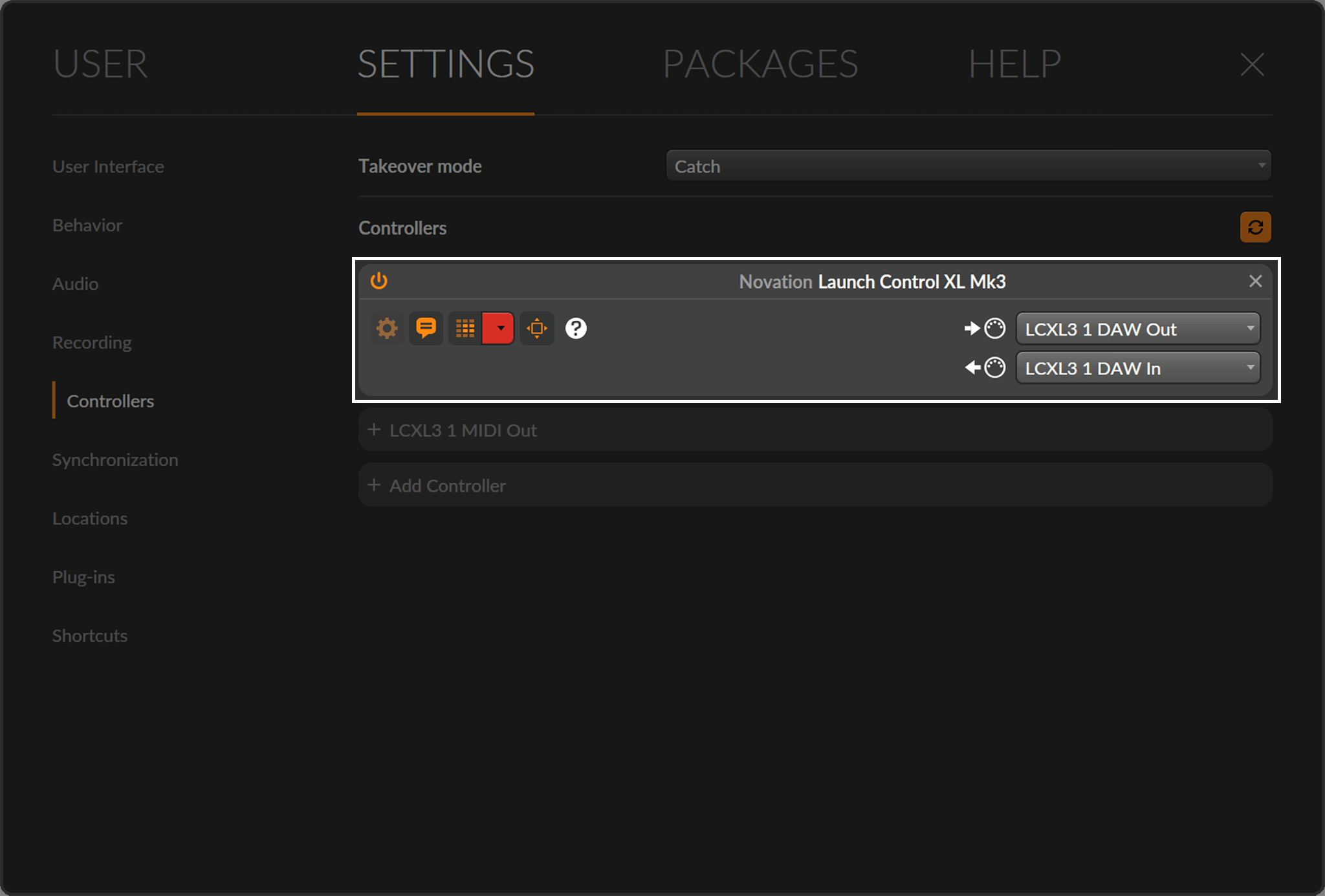 LCXL3_Bitwig_Settings.png